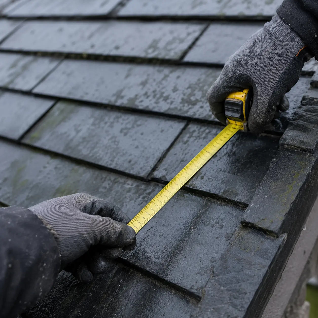 Slate courses on a pitched Irish roof