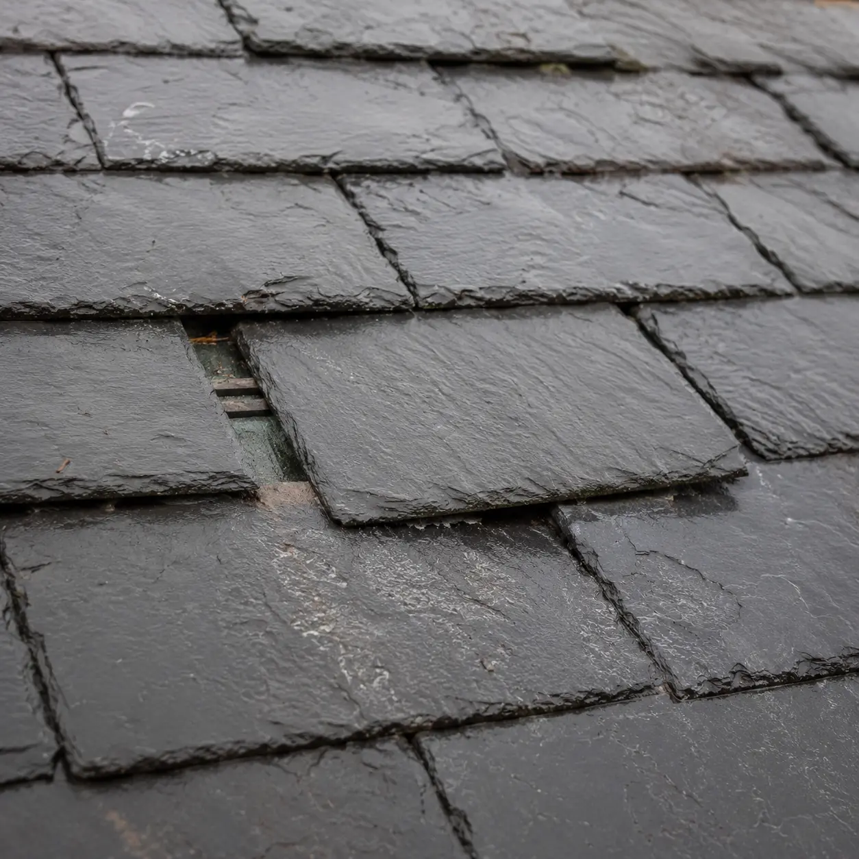 Cracked mortar along a roof ridge