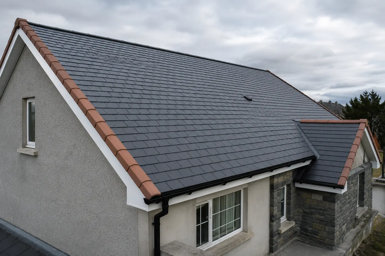 A completed new roof on an Irish house